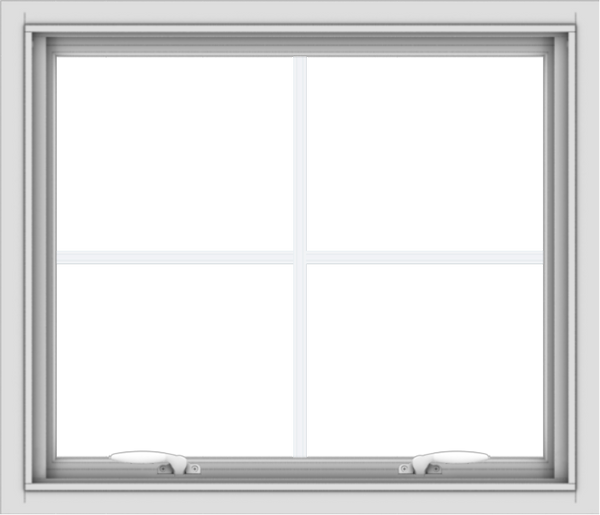 WDMA 28x24 (27.5 x 23.5 inch) White uPVC Vinyl Push out Awning Window with Colonial Grids Interior