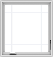 WDMA 28x30 (27.5 x 29.5 inch) White Vinyl uPVC Crank out Casement Window with Prairie Grilles