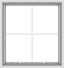 WDMA 28x30 (27.5 x 29.5 inch) White uPVC Vinyl Push out Awning Window with Colonial Grids Interior