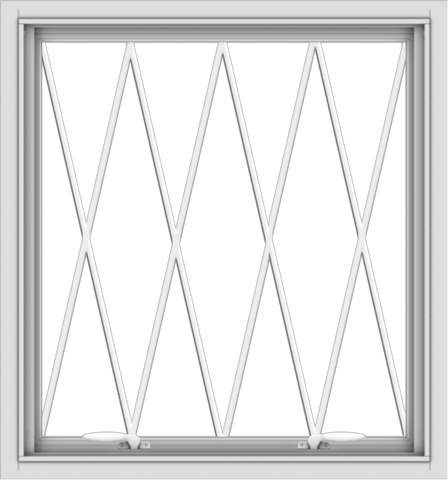 WDMA 28x30 (27.5 x 29.5 inch) White uPVC Vinyl Push out Awning Window without Grids with Diamond Grills