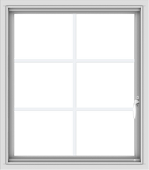 WDMA 28x32 (27.5 x 31.5 inch) Vinyl uPVC White Push out Casement Window with Colonial Grids