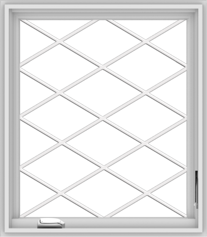 WDMA 28x32 (27.5 x 31.5 inch) White Vinyl uPVC Crank out Casement Window  with Diamond Grills