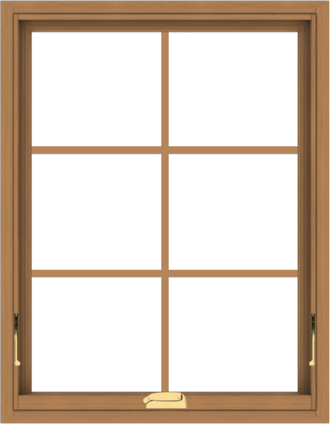 WDMA 28x36 (27.5 x 35.5 inch) Oak Wood Dark Brown Bronze Aluminum Crank out Awning Window with Colonial Grids Interior