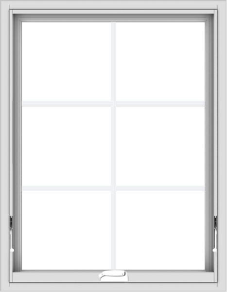 WDMA 28x36 (27.5 x 35.5 inch) White Vinyl uPVC Crank out Awning Window with Colonial Grids Interior