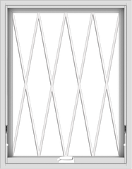 WDMA 28x36 (27.5 x 35.5 inch) White Vinyl uPVC Crank out Awning Window without Grids with Diamond Grills