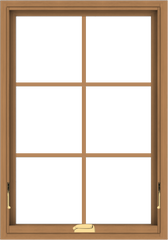 WDMA 28x40 (27.5 x 39.5 inch) Oak Wood Dark Brown Bronze Aluminum Crank out Awning Window with Colonial Grids Interior