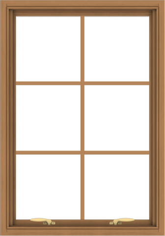 WDMA 28x40 (27.5 x 39.5 inch) Oak Wood Green Aluminum Push out Awning Window with Colonial Grids Interior