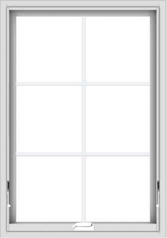 WDMA 28x40 (27.5 x 39.5 inch) White Vinyl uPVC Crank out Awning Window with Colonial Grids Interior