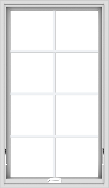 WDMA 28x48 (27.5 x 47.5 inch) White Vinyl uPVC Crank out Awning Window with Colonial Grids Interior