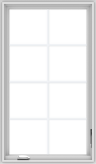 WDMA 28x48 (27.5 x 47.5 inch) White Vinyl uPVC Crank out Casement Window with Colonial Grids