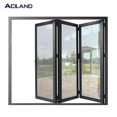 3 panel black metal profilealuminum bi fold door with blinds on China WDMA