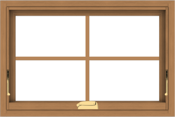 WDMA 30x20 (29.5 x 19.5 inch) Oak Wood Dark Brown Bronze Aluminum Crank out Awning Window with Colonial Grids Interior