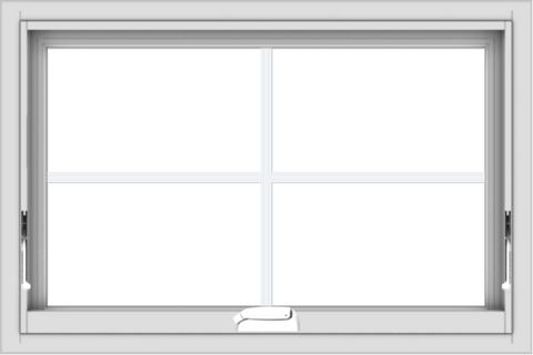 WDMA 30x20 (29.5 x 19.5 inch) White Vinyl uPVC Crank out Awning Window with Colonial Grids Interior