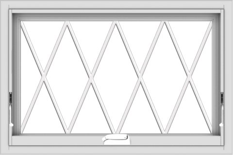 WDMA 30x20 (29.5 x 19.5 inch) White Vinyl uPVC Crank out Awning Window without Grids with Diamond Grills