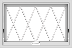 WDMA 30x20 (29.5 x 19.5 inch) White Vinyl uPVC Crank out Awning Window without Grids with Diamond Grills