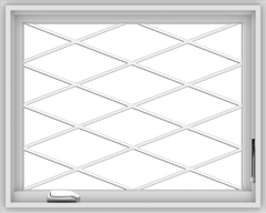 WDMA 30x24 (29.5 x 23.5 inch) White Vinyl uPVC Crank out Casement Window without Grids with Diamond Grills