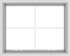 WDMA 30x24 (29.5 x 23.5 inch) White uPVC Vinyl Push out Awning Window with Colonial Grids Interior