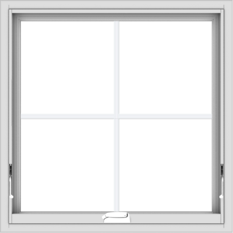 WDMA 30x30 (29.5 x 29.5 inch) White Vinyl uPVC Crank out Awning Window with Colonial Grids Interior