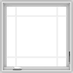 WDMA 30x30 (29.5 x 29.5 inch) White Vinyl uPVC Crank out Casement Window with Prairie Grilles