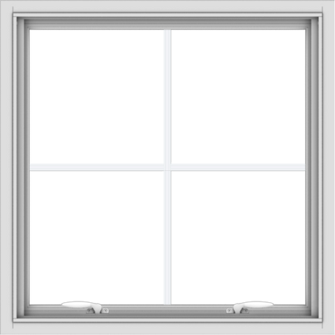 WDMA 30x30 (29.5 x 29.5 inch) White uPVC Vinyl Push out Awning Window with Colonial Grids Interior