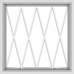 WDMA 30x30 (29.5 x 29.5 inch) White uPVC Vinyl Push out Awning Window without Grids with Diamond Grills