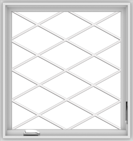 WDMA 30x32 (29.5 x 31.5 inch) White Vinyl uPVC Crank out Casement Window  with Diamond Grills