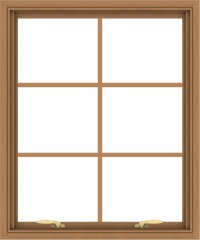 WDMA 30x36 (29.5 x 35.5 inch) Oak Wood Green Aluminum Push out Awning Window with Colonial Grids Interior