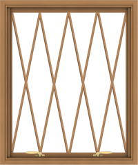 WDMA 30x36 (29.5 x 35.5 inch) Oak Wood Green Aluminum Push out Awning Window without Grids with Diamond Grills