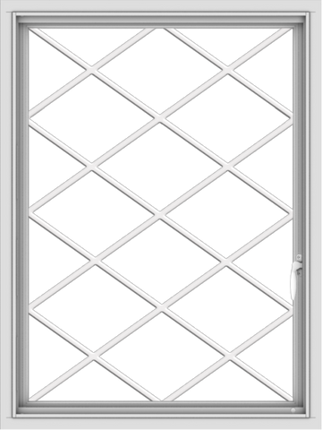 WDMA 30x40 (29.5 x 39.5 inch) Vinyl uPVC White Push out Casement Window  with Diamond Grills