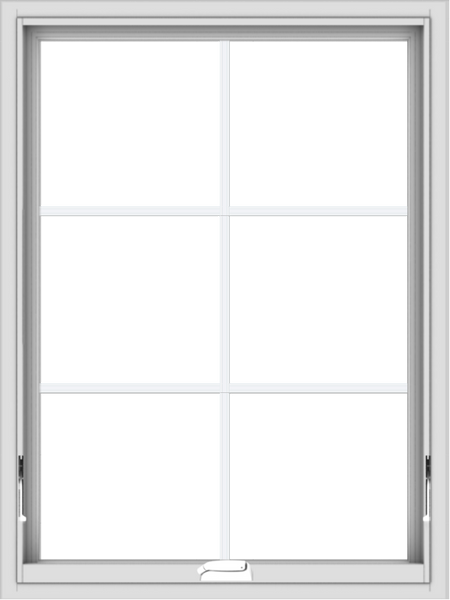 WDMA 30x40 (29.5 x 39.5 inch) White Vinyl uPVC Crank out Awning Window with Colonial Grids Interior