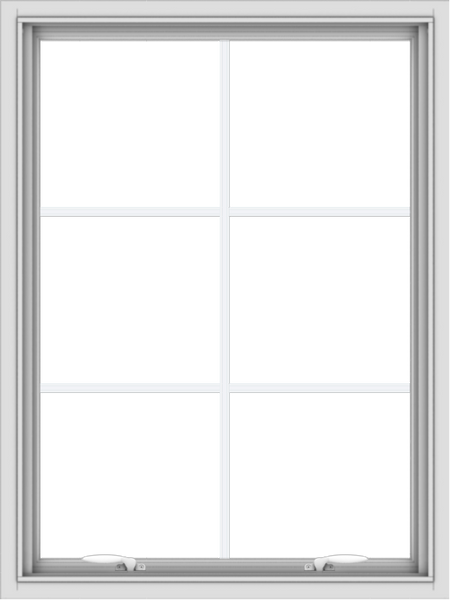 WDMA 30x40 (29.5 x 39.5 inch) White uPVC Vinyl Push out Awning Window with Colonial Grids Interior