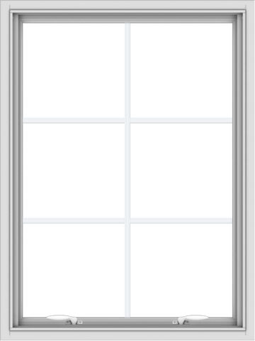 WDMA 30x40 (29.5 x 39.5 inch) White uPVC Vinyl Push out Awning Window with Colonial Grids Interior