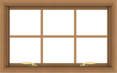 WDMA 32x20 (31.5 x 19.5 inch) Oak Wood Green Aluminum Push out Awning Window with Colonial Grids Interior