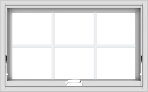 WDMA 32x20 (31.5 x 19.5 inch) White Vinyl uPVC Crank out Awning Window with Colonial Grids Interior