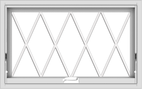 WDMA 32x20 (31.5 x 19.5 inch) White Vinyl uPVC Crank out Awning Window without Grids with Diamond Grills