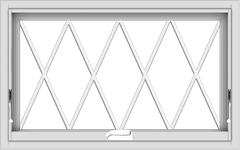 WDMA 32x20 (31.5 x 19.5 inch) White Vinyl uPVC Crank out Awning Window without Grids with Diamond Grills