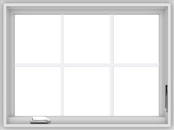 WDMA 32x24 (31.5 x 23.5 inch) White Vinyl UPVC Crank out Casement Window with Colonial Grids Interior