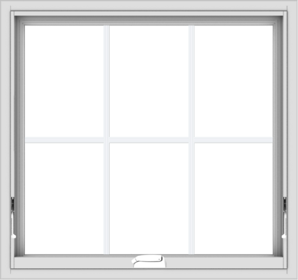 WDMA 32x30 (31.5 x 29.5 inch) White Vinyl uPVC Crank out Awning Window with Colonial Grids Interior