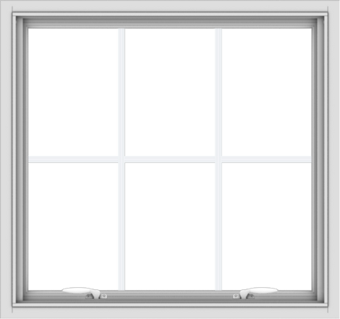 WDMA 32x30 (31.5 x 29.5 inch) White uPVC Vinyl Push out Awning Window with Colonial Grids Interior