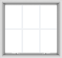 WDMA 32x30 (31.5 x 29.5 inch) White uPVC Vinyl Push out Awning Window with Colonial Grids Interior