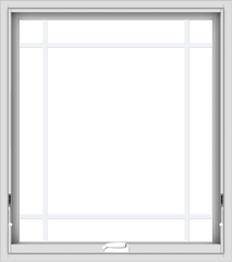 WDMA 32x36 (31.5 x 35.5 inch) White Vinyl uPVC Crank out Awning Window with Prairie Grilles