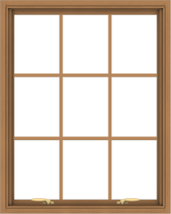 WDMA 32x40 (31.5 x 39.5 inch) Oak Wood Green Aluminum Push out Awning Window with Colonial Grids Interior