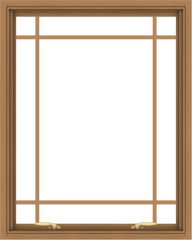 WDMA 32x40 (31.5 x 39.5 inch) Oak Wood Green Aluminum Push out Awning Window with Prairie Grilles