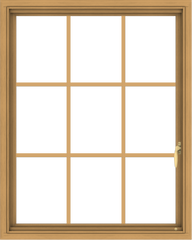 WDMA 32x40 (31.5 x 39.5 inch) Pine Wood Light Grey Aluminum Push out Casement Window without Grids