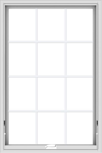 WDMA 32x48 (31.5 x 47.5 inch) White Vinyl uPVC Crank out Awning Window with Colonial Grids Interior