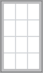 WDMA 32x54 (31.5 x 53.5 inch) Pine Wood Light Grey Aluminum Push out Casement Window with Colonial Grids Exterior