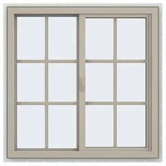 36x36 35.5x35.5 Vinyl Window Sliding With Colonial Grids Grilles