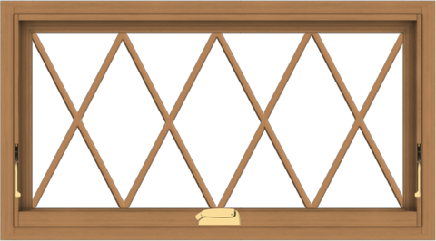 WDMA 36x20 (35.5 x 19.5 inch) Oak Wood Dark Brown Bronze Aluminum Crank out Awning Window without Grids with Diamond Grills