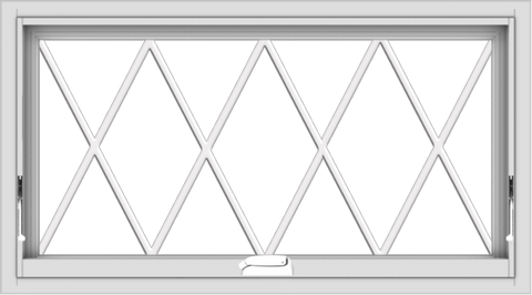 WDMA 36x20 (35.5 x 19.5 inch) White Vinyl uPVC Crank out Awning Window without Grids with Diamond Grills