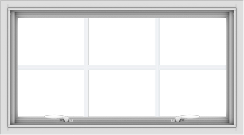 WDMA 36x20 (35.5 x 19.5 inch) White uPVC Vinyl Push out Awning Window with Colonial Grids Interior